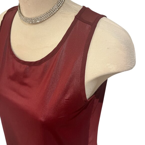 PLACE DU JOUR Tank Top Size Large Leather-look Front Sheer Back Stretchy - Picture 4 of 11